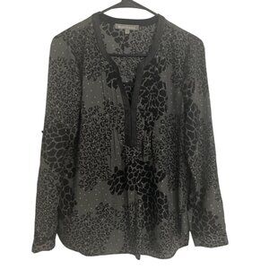 Daniel Rainn Womens Leopard Print Blouse Long Sleeves‎ Sz SM Preppy Timeless